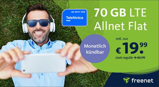 monatlich kündbare 70 GB Telefónica Allnet Flat für nur 19,99 Euro